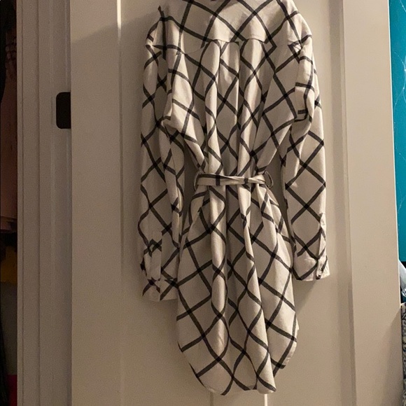 Gingham Print Long Sleeve Dress with Tie - Picture 2 of 2